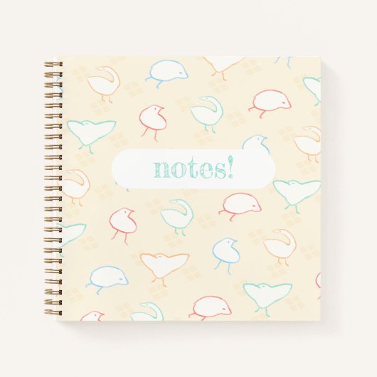 Carnet spiral aux oiseaux soyeux multicolores (Devant)