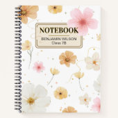 Carnet spiral blanc et beige Floral (Devant)