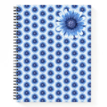 Carnet spiral bleu marguerite