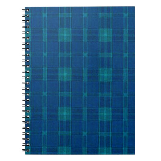 Carnet spiral bleu plaid (Devant)