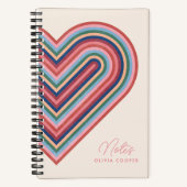 Carnet Spiral Coeur Arc-en-ciel - Rose Saumon (Recto)
