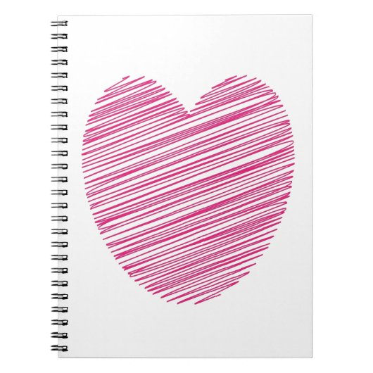 Carnet Spiral Coeur de Scribble Rose (Devant)