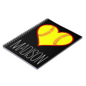 Carnet Spiral Coeur Softball Personnalisé (Côté gauche)