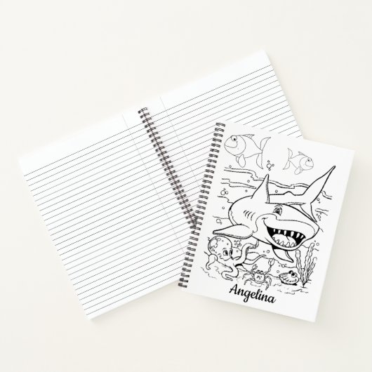 Carnet spiral colorant requins poissons (Intérieur)