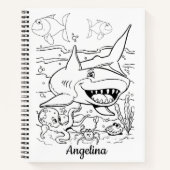 Carnet spiral colorant requins poissons (Devant)