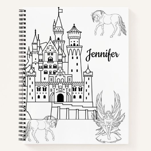 Carnet spiral Coloriage Château de Fée (Devant)