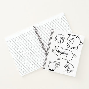 Carnet spiral Coloriage Porcs et Agneaux
