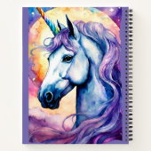 Carnet spiral cosmique violet Unicorne (Dos)
