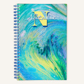 Carnet spiral d'aquarelle bleu acrylique (Recto)