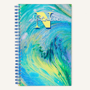 Carnet spiral d'aquarelle bleu acrylique