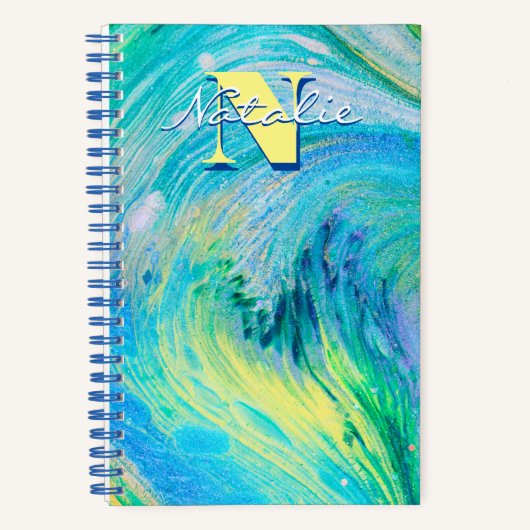 Carnet spiral d'aquarelle bleu acrylique (Recto)
