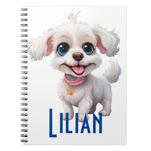 Carnet Spiral de chien mignon personnalisé : Délic (Devant)