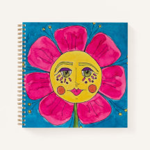 Carnet Spiral de fille de la fleur de pavot peint