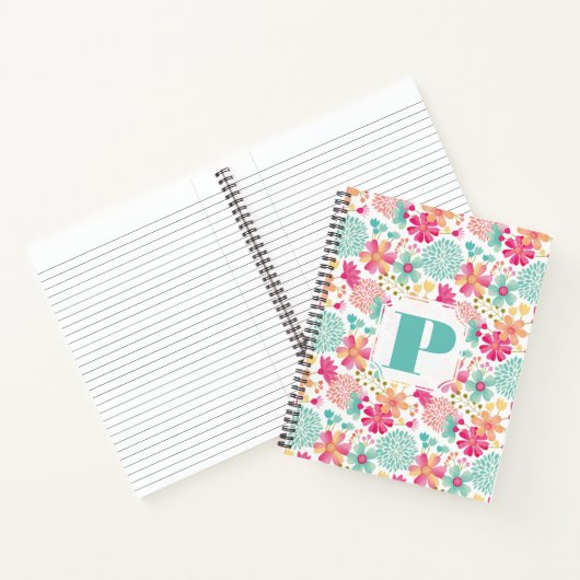 Carnet spiral de Monogramme floral peint Pastel (Intérieur)