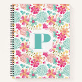 Carnet spiral de Monogramme floral peint Pastel (Devant)