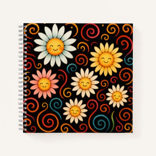 Carnet Spiral Deluxe Smiling Daisies and Swirls (Devant)