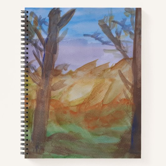 Carnet spiral des arbres du coucher du soleil (Devant)