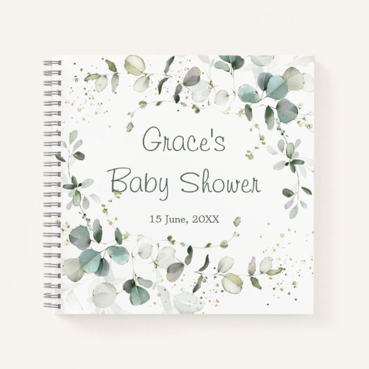 Carnet spiral du Baby shower de feuillage Eucalypt (Devant)