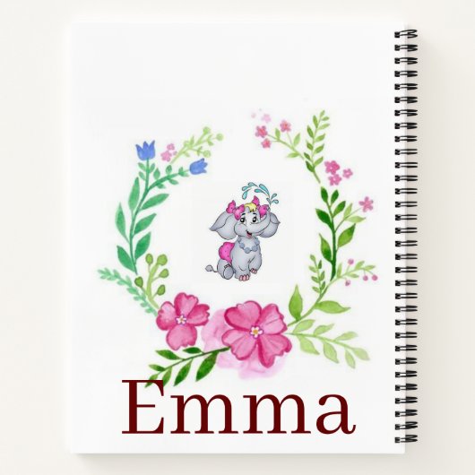 Carnet spiral éléphant floral (Dos)