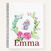 Carnet spiral éléphant floral (Devant)
