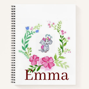 Carnet spiral éléphant floral