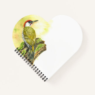 Carnet spiral en forme de coeur avec aquarelle ver