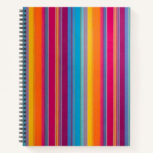 Carnet spiral en tissu rayé coloré (Devant)