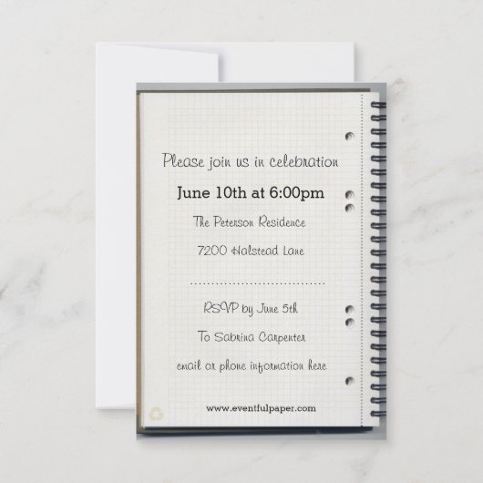 Carnet spiral - Faire-part de 3x5 (Dos)