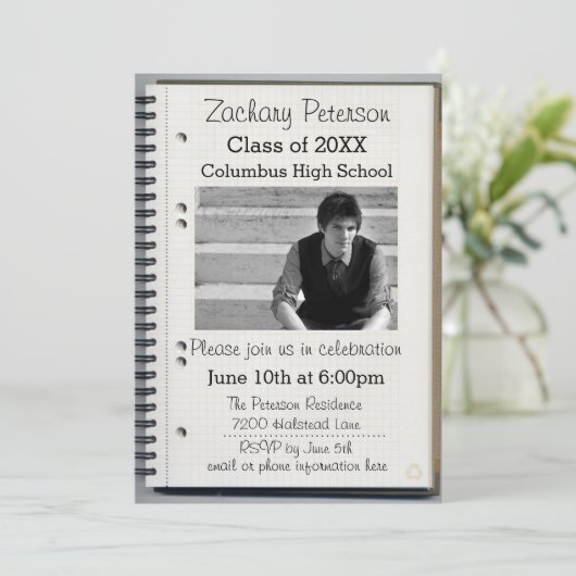 Carnet Spiral - Faire-part de graduation (Debout devant)