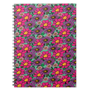 Carnet spiral floral clair