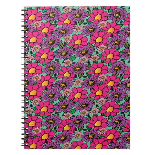 Carnet spiral floral clair (Devant)