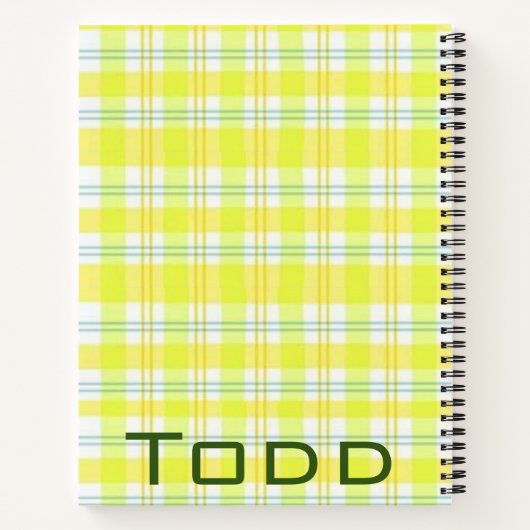 Carnet spiral Jaune Vert Plaid (Dos)