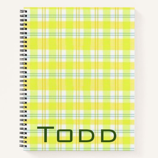Carnet spiral Jaune Vert Plaid (Devant)