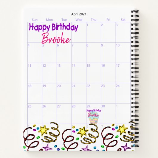Carnet Spiral Joyeux Calendrier d'anniversaire (Dos)