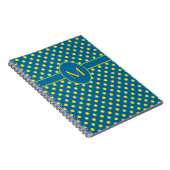 Carnet spiral monogramme vert, jaune Polkas (Côté Droit)