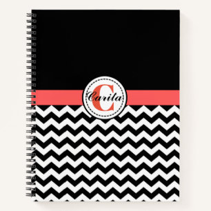 Carnet spiral noir/blanc monogramme Chevron