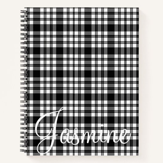 Carnet spiral noir et blanc Plaid (Devant)