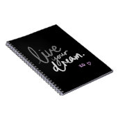 Carnet Spiral Noir - "LiveYourDream." Journal (Côté Droit)