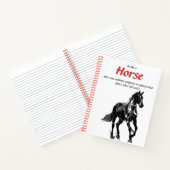 Carnet Spiral Nom personnalisé - cheval noir et blanc (Intérieur)