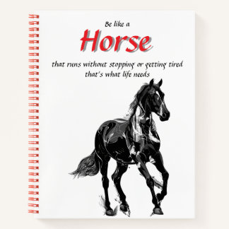 Carnet Spiral Nom personnalisé - cheval noir et blanc