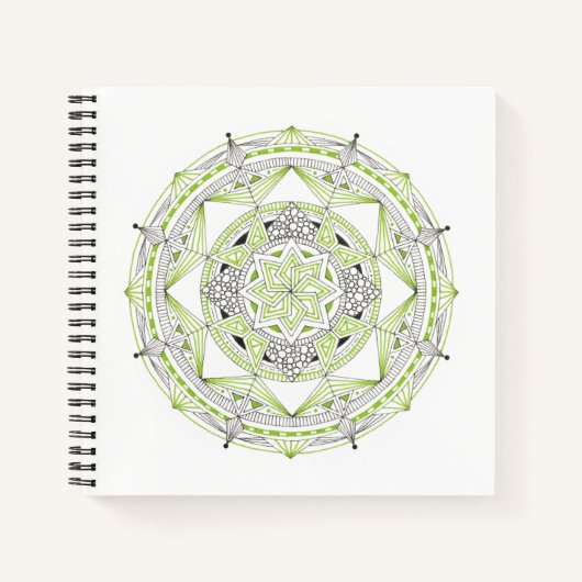 Carnet Spiral Notebook w/ Green Mandala Design (Devant)