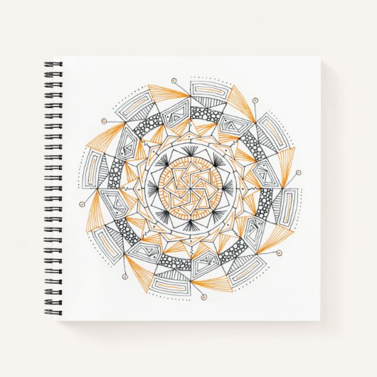 Carnet Spiral Notebook w/ Orange Mandala Design (Devant)
