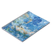 Carnet Spiral Notebook with mixed media artwork in blues. (Côté gauche)