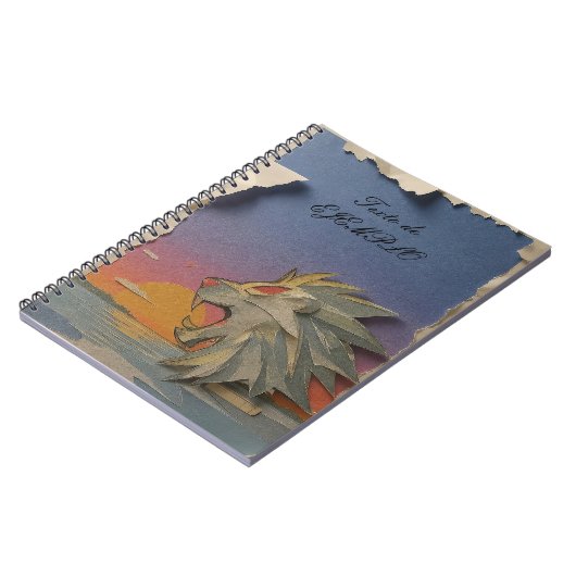 Carnet Spiral Notebook with Roaring Lion Design Papercut (Côté gauche)