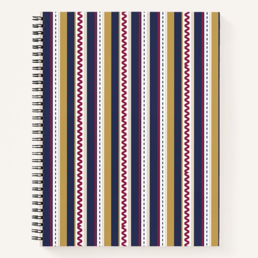 Carnet Spiral notebook with vertical stripes in navy blue (Devant)