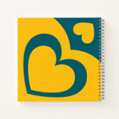 Carnet Spiral Notebook Yellow Blue Colourful heart design (Dos)