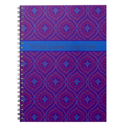 Carnet spiral ou journal : violet, Motif bleu (Devant)