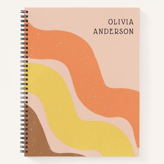 Carnet Spiral Pastel Retro Stripe personnalisé (Devant)
