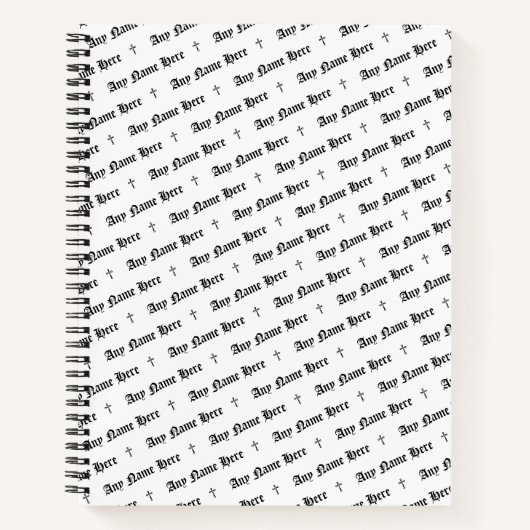 Carnet Spiral personnalisé avec nom et croix (Devant)