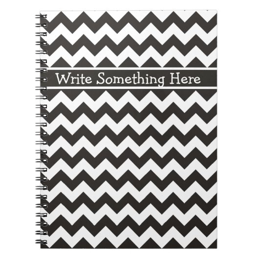 Carnet spiral personnalisé Chevrons noir et blanc (Devant)